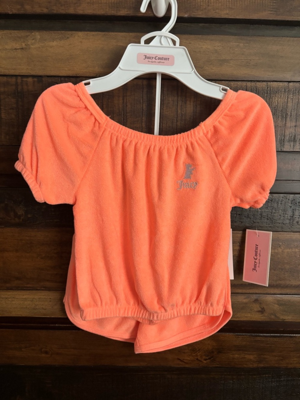 NWT Juicy Couture 2Pc Girls Off-Shoulder Terry Top and Shorts Set